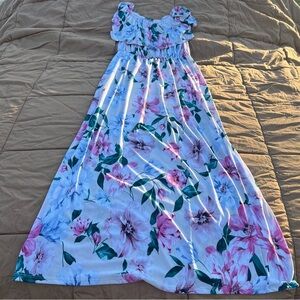1.4.3. Story by Line Up Floral Maxi Dress - Pink and Green Size Large